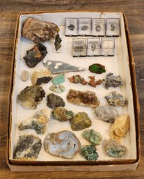Assortment Of Mineral Specimens (Flourite, Calcite, Copper, Chalcopyrite On Quartz, Etc) #A163