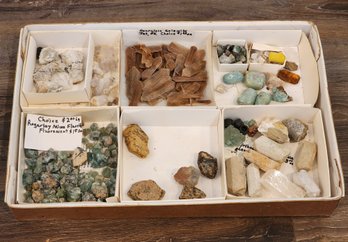 Assortment Of Mineral Specimens (Hourglass Selenite, Rogerley Mine Flourite, Etc) #A206