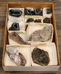 Assortment Of Mineral Specimens (Lepidolite And Biotite Mica, Psilomelane, Nephrite Jade, Etc) #A215