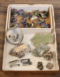 Assortment Of Mineral Specimens (Rainbow Aura Amethyst, Tyrolite, Bornite, Enargite) #A228