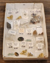 Assortment Of Mineral Specimens (Fire Agate, Wulfenite, Jasper Cabachon, Tiger Eye, Arrowheads, Etc) #A229