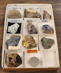 Assortment Of Mineral Specimens (Platinum Gold Palladium Ore, Amethyst, Corundum Sapphire, Vivianite) #A235
