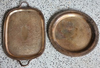 (2) Vintage Silver Plated Platters #A291
