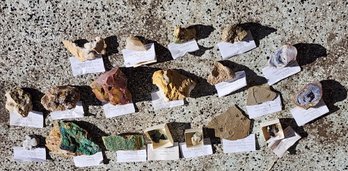Large Assortment Of Mineral Specimens (Petrified Wood, Malachite, Etc)