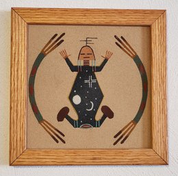 Vintage New Mexico Sand Painting 'Father Sky' SIGNED By Artist