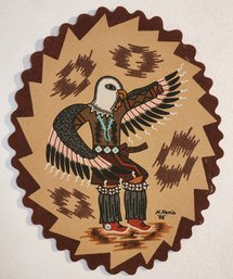 Vintage New Mexico Sand Painting 'Eagle Dancer' SIGNED Original Art