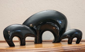 (3) Vintage Black Ceramic Bear Decorative Figures