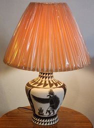 Vintage Navajo Style Table Lamp With Large Shade