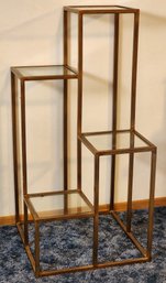 Vintage Multi Tier Metal And Glass Plant Stand