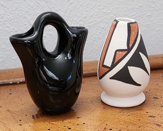 (2) Small Decorative Ceramic Native American Style Pottery Vessels
