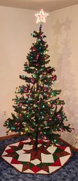 Large 6 Foot Pre-Lit Christmas Tree With Skirt