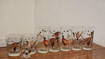 Assortment Of Vintage Bird Themed Drinking Glasses