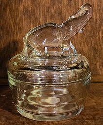 Vintage Glass Candy Dish With Elephant Theme