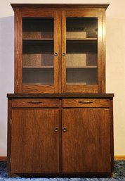 Large Wooden With Glass Front Doors Display Cabinet