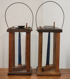(2) Wooden Candle Lantern Selections