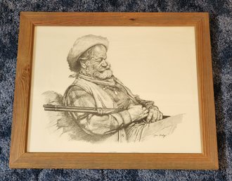 Vintage AARON PIX Framed Lithograph THE OLD PIONEER