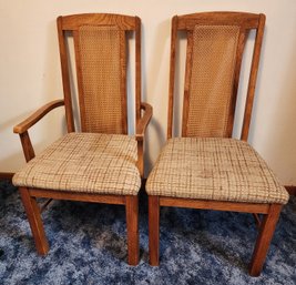 (2) Vintage Wooden Upholstered Chairs