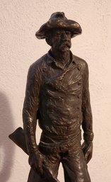 Vintage Metal Cast Sculpture Of Western Cowboy With Rifle