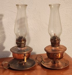 (2) Vintage Copper Oil Hand Lanterns