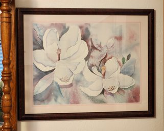 Vintage Framed Lithograph Floral Theme