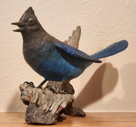 Vintage Folk Art Handmade EVERITT Wooden Bird Carving