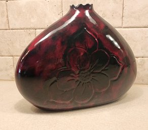 Vintage Ceramic Dark Red Flower Vase