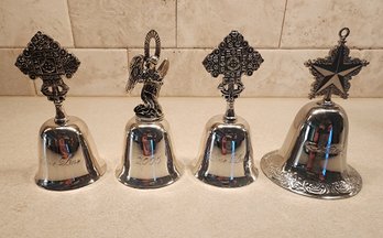 (4) Vintage Dept. 56 Silver Plated Hand Bells