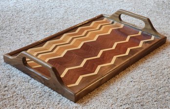 Mid Century Modern Shoemaker Senal Mexico Vtg Modern Rosewood Wood Table Serving Parquet Tray