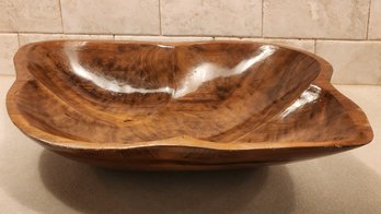 Vintage Wooden Abstract Serving Bowl