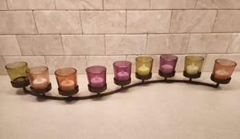 Curved Candle Accent Display With Colorful Glass Selections
