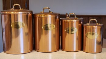 Vintage Set Of (4) Copper De LA Cuisine Stacking Containers