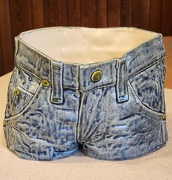 Vintage Handmade Ceramic Jeans Theme Vessel