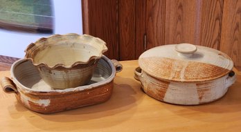 (3) Vintage Stoneware Cookware Selections