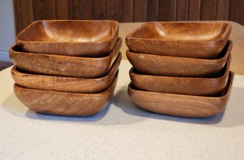 Vintage Set Of (8) Mid Century Modern Wooden Bowls