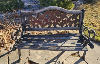 Vintage INNOVA Metal And Wood Outdoor Bench