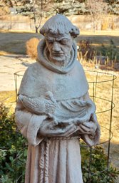 Vintage HEAVY Cement Garden Statue Of Saint Francis