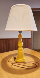 Vintage Yellow Tone Wood Base Table Lamp