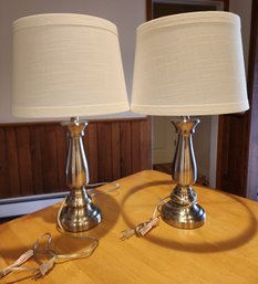 (2) Matching Stainless Steel Tone Base Table Lamps
