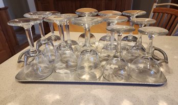 Assortment Of Vintage Glassware Selections And Aluminum Tray