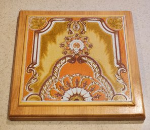 Vintage Handmade Mid Century Modern Wood And Ceramic Tile Trivet
