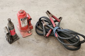 Auto Care Bundle - (2) Hydraulic Jacks And Jumper Cables
