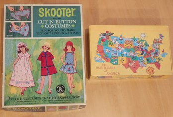 Vintage SCOOTER Cut & Button Doll With Children's Storage Box