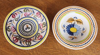 (2) Vintage Made In Spain Handpainted Decorative Hanging Plates