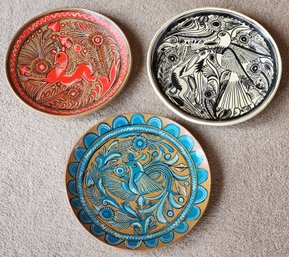 (3) Assorted Handpainted Vintage Ceramic Plates