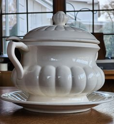 Vintage White Ceramic Punch Bowl Set