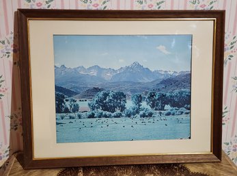 Vintage Framed Fine Art Photo Print Of Scenic Meadow