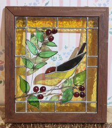 Vintage Colorful Stained Glass Bird Hanging Light Accent