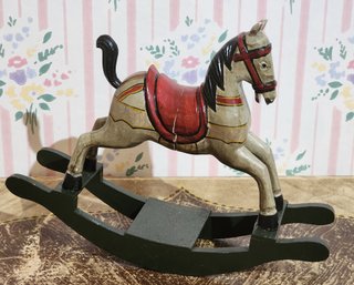 Vintage Wooden Rocking Horse Figure