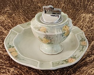 ANTIQUE Porcelain Lighter And Ashtray Combo GERMANY