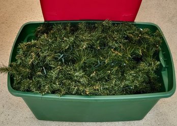 Large Green Plastic Tote With Christmas Green Decor